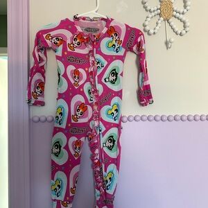 Vibrant Pink Cartoon Kids Footie Pajamas